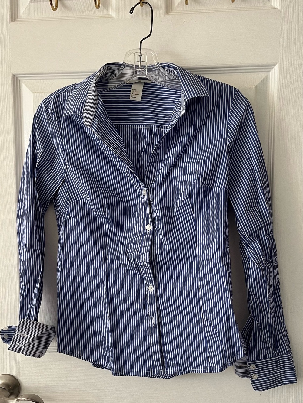 H&M Blue and White Striped Button-Down Shirt